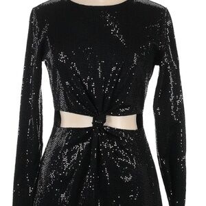 Black Sequin Cut Out Cocktail Dress